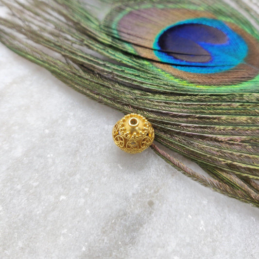 18k Solid Yellow Gold Round Ball Spacer Beads 11x12mm - Kanika Creations