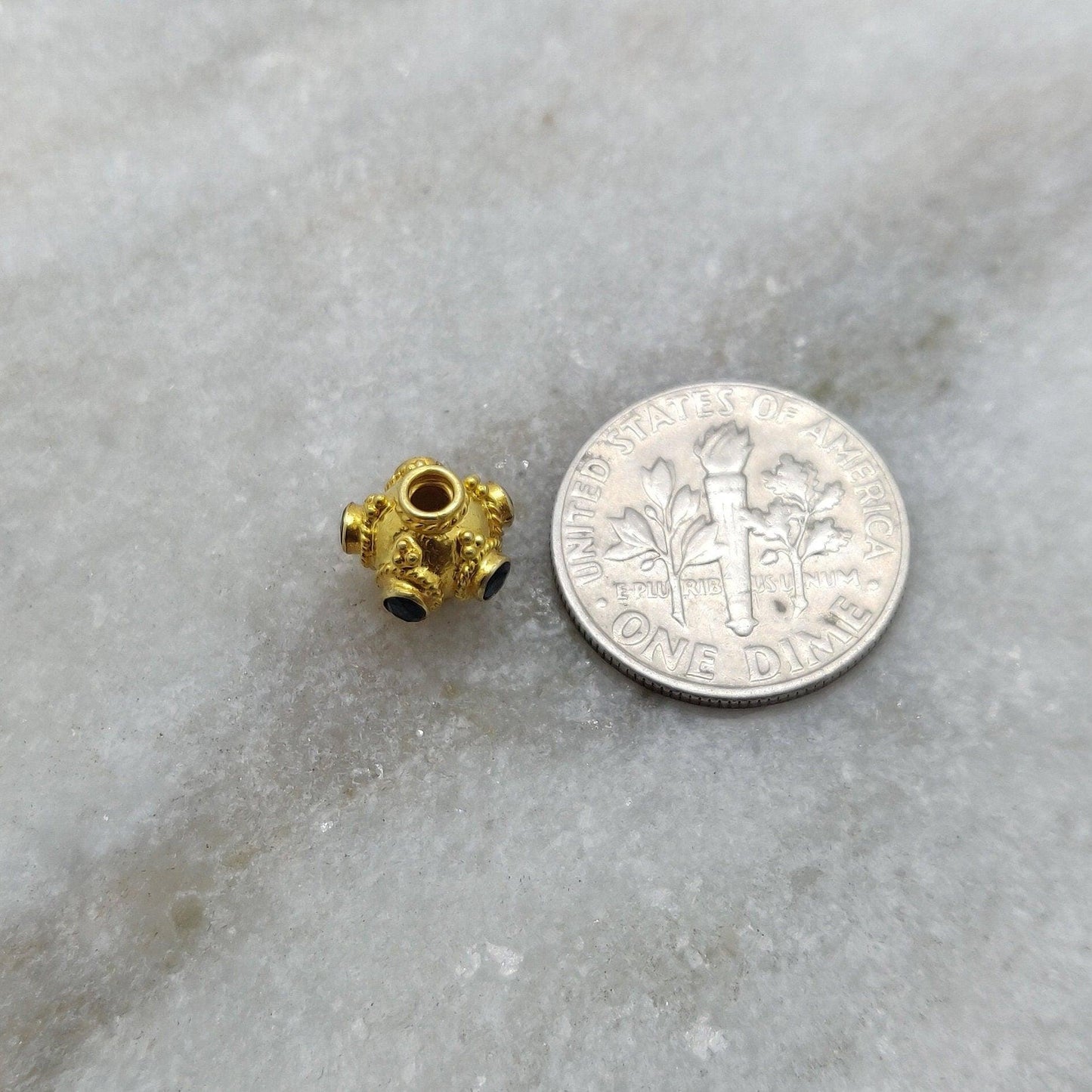 18k Yellow Gold Round Wheel Spacer Bead Finding 8mm - Kanika Creations