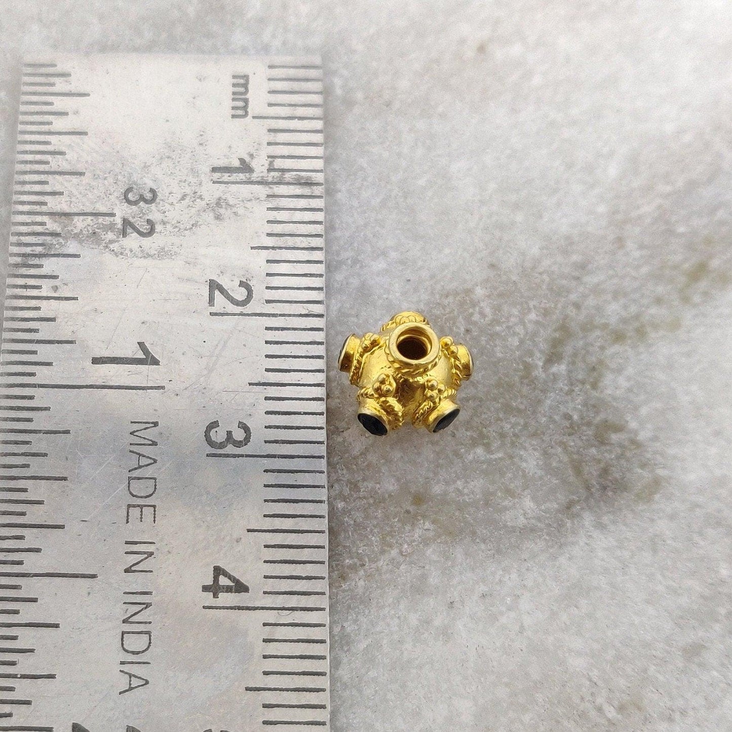 18k Yellow Gold Round Wheel Spacer Bead Finding 8mm - Kanika Creations
