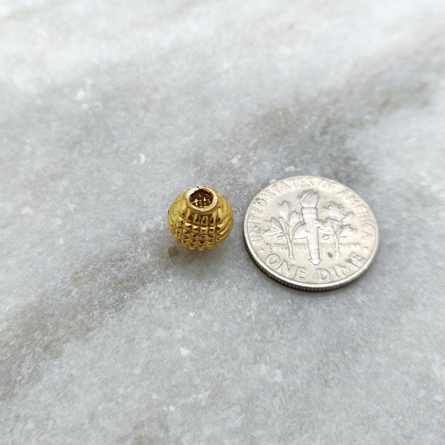 18k Yellow Gold Oval Spacer Beads 8x9mm - Kanika Creations