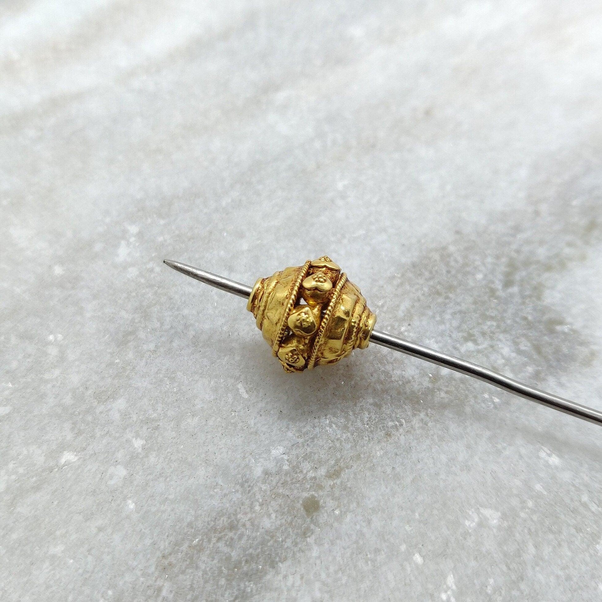 18k Solid Yellow Gold Large Round Spacer Beads - Kanika Creations