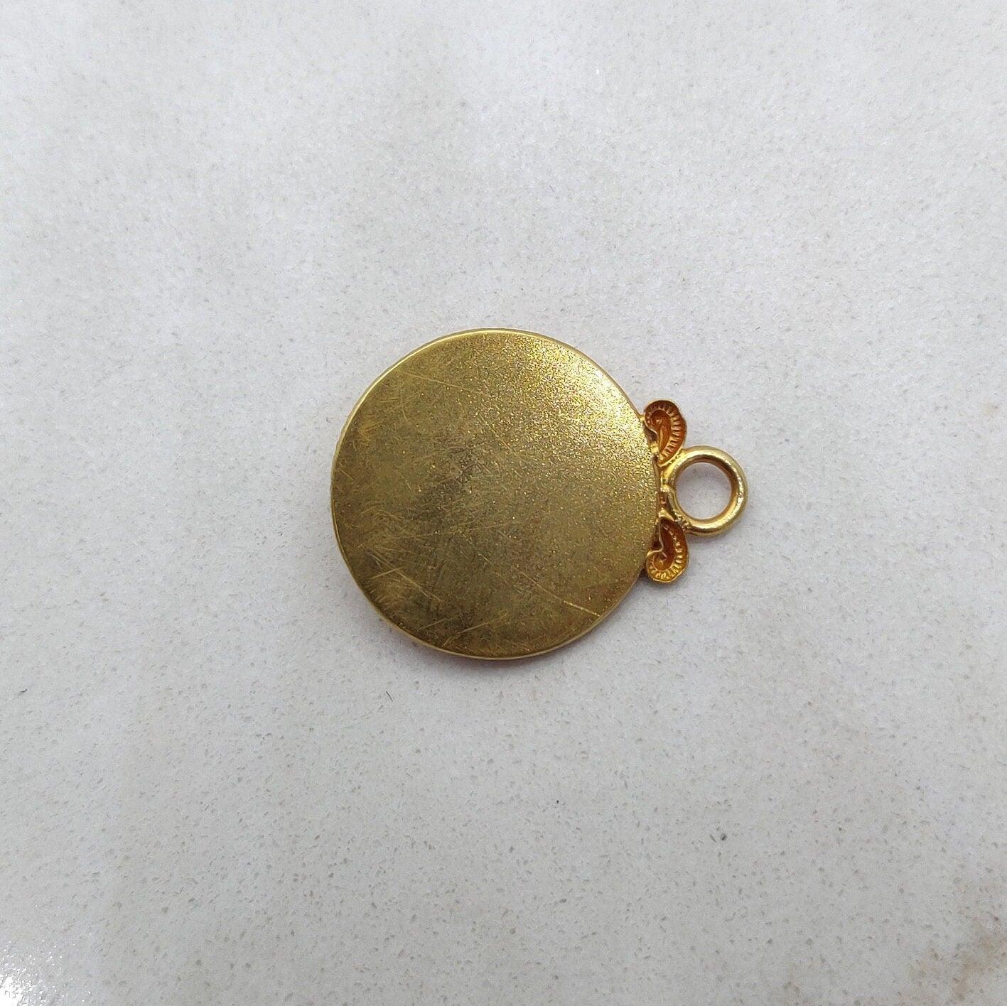 18k Solid Yellow Gold Ruby Round Pendant - Kanika Creations