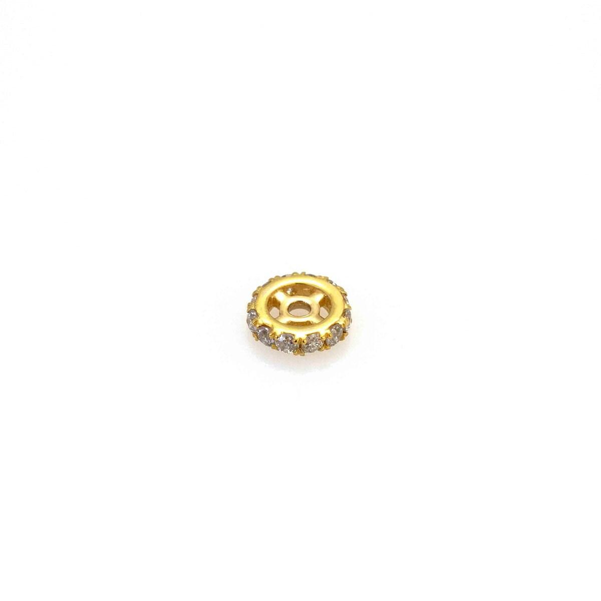 14k Solid Yellow Gold Diamond Wheel Spacer 5mm - Kanika Creations