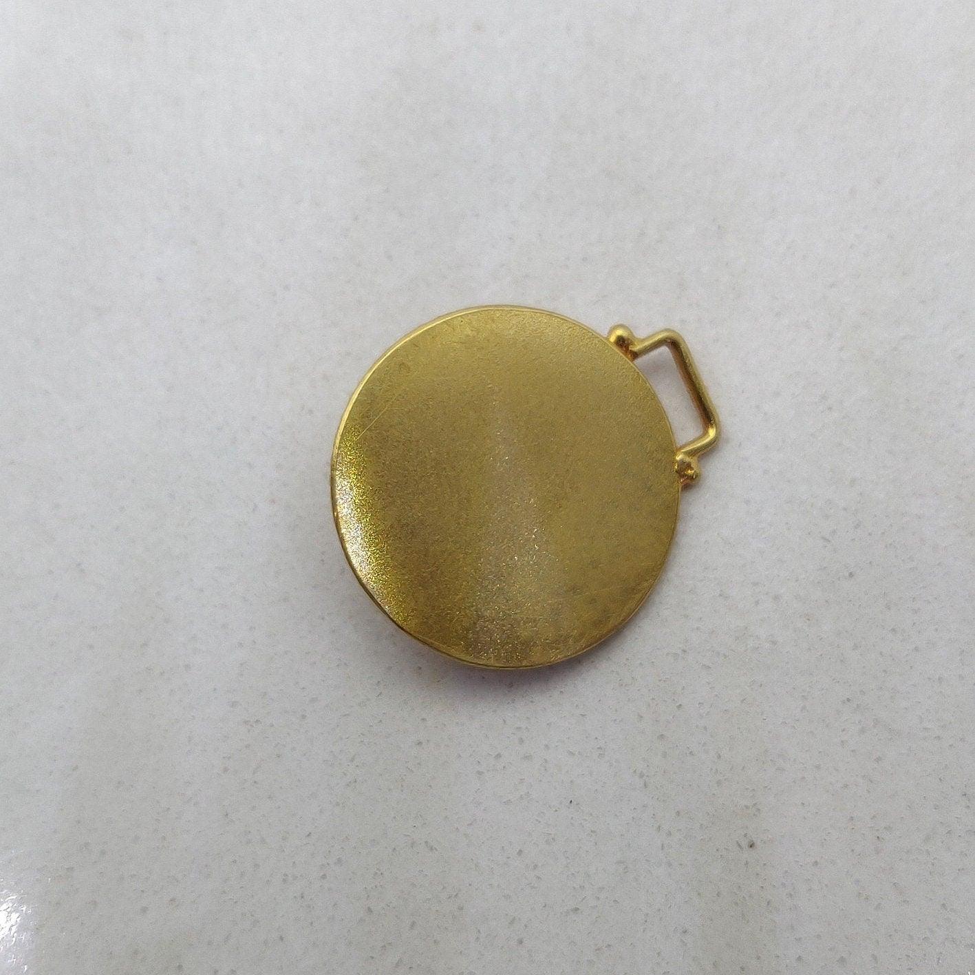 18k Solid Yellow Gold Turquoise Vintage Pendant 19mm - Kanika Creations