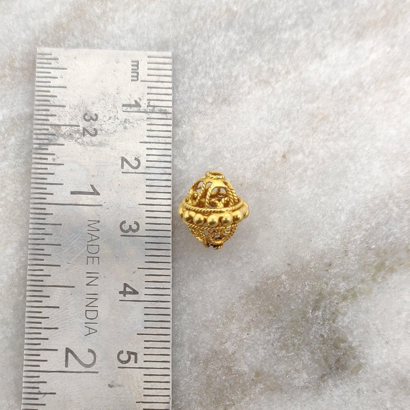 18k Solid Yellow Gold Fancy Rondelle Spacer Beads 11x10mm - Kanika Creations