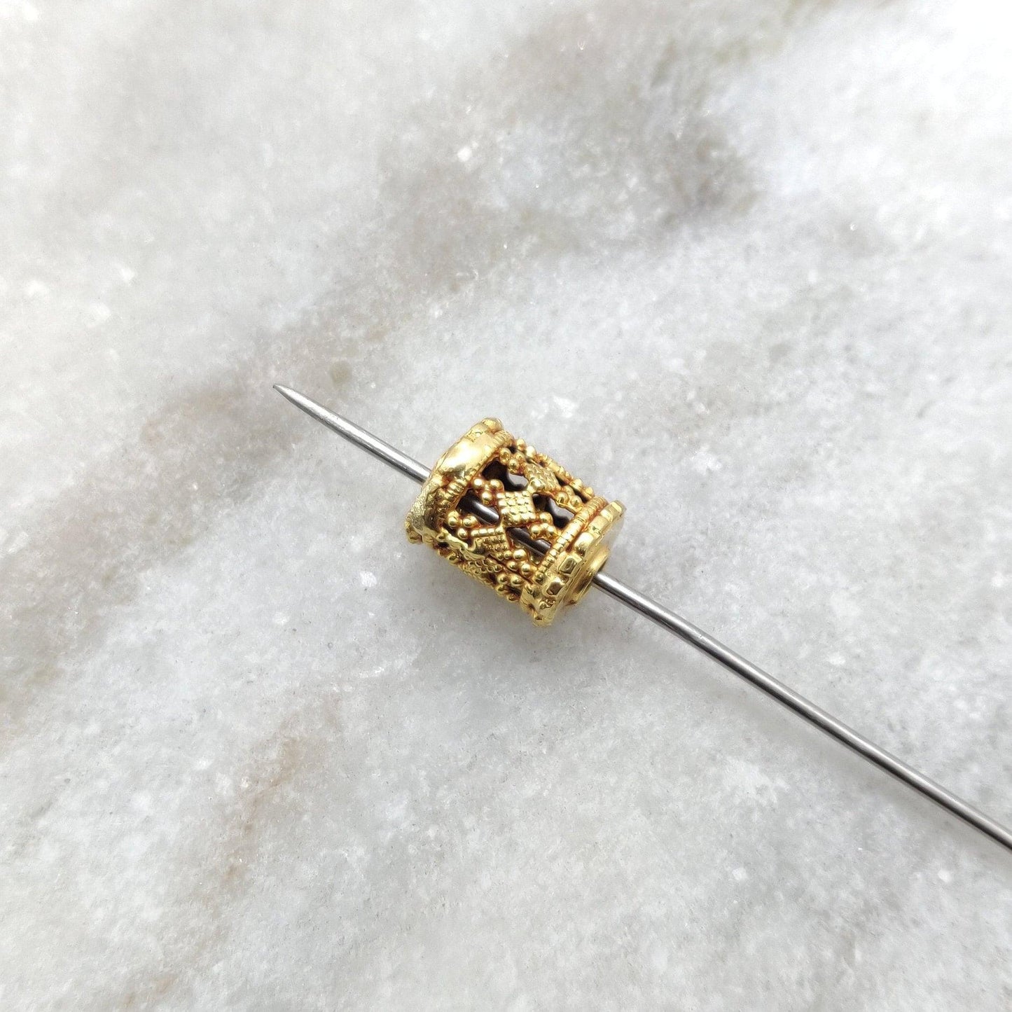 Drum 18k Gold Tube Finding Spacer Beading Craft DIY - Kanika Creations