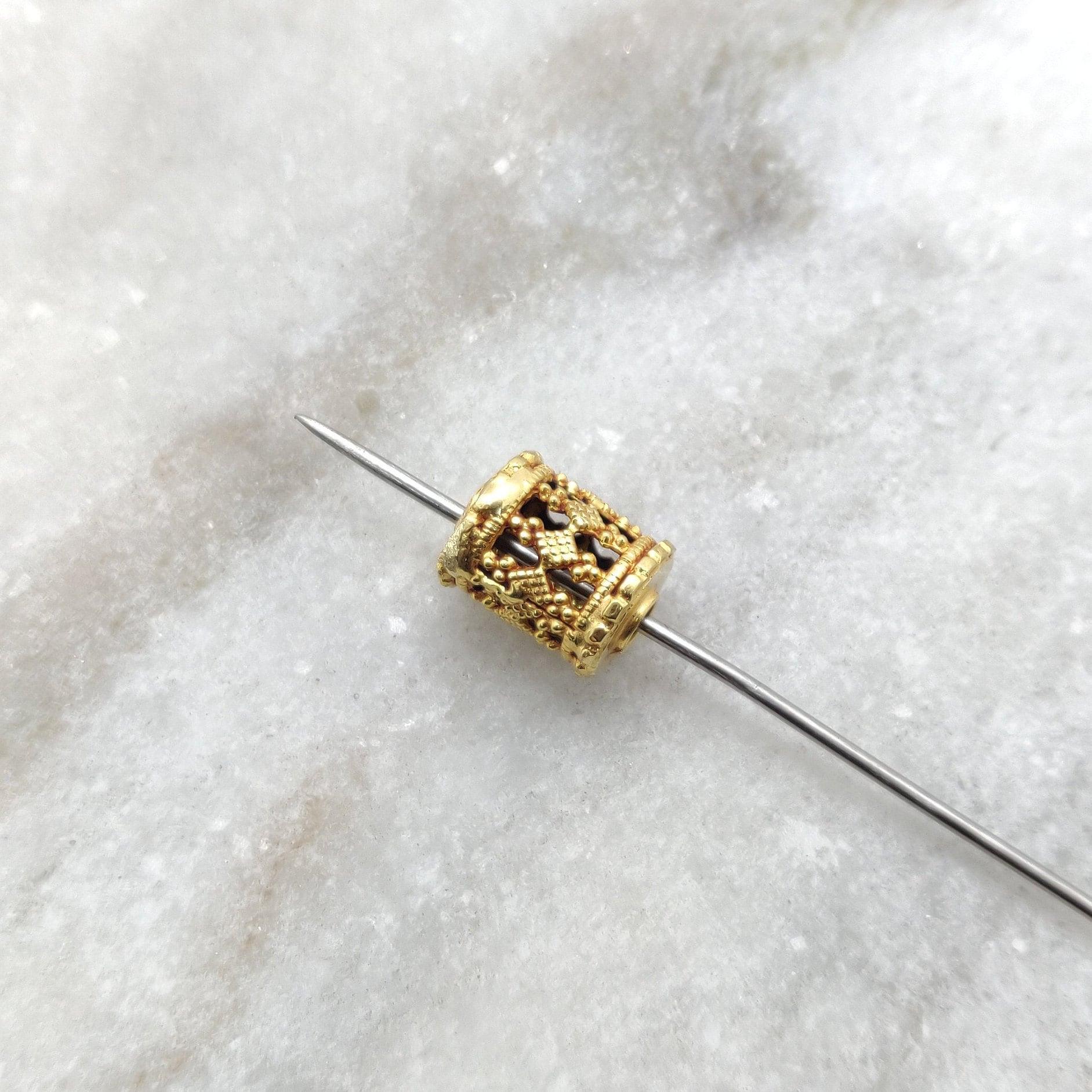 Drum 18k Gold Tube Finding Spacer Beading Craft DIY - Kanika Creations