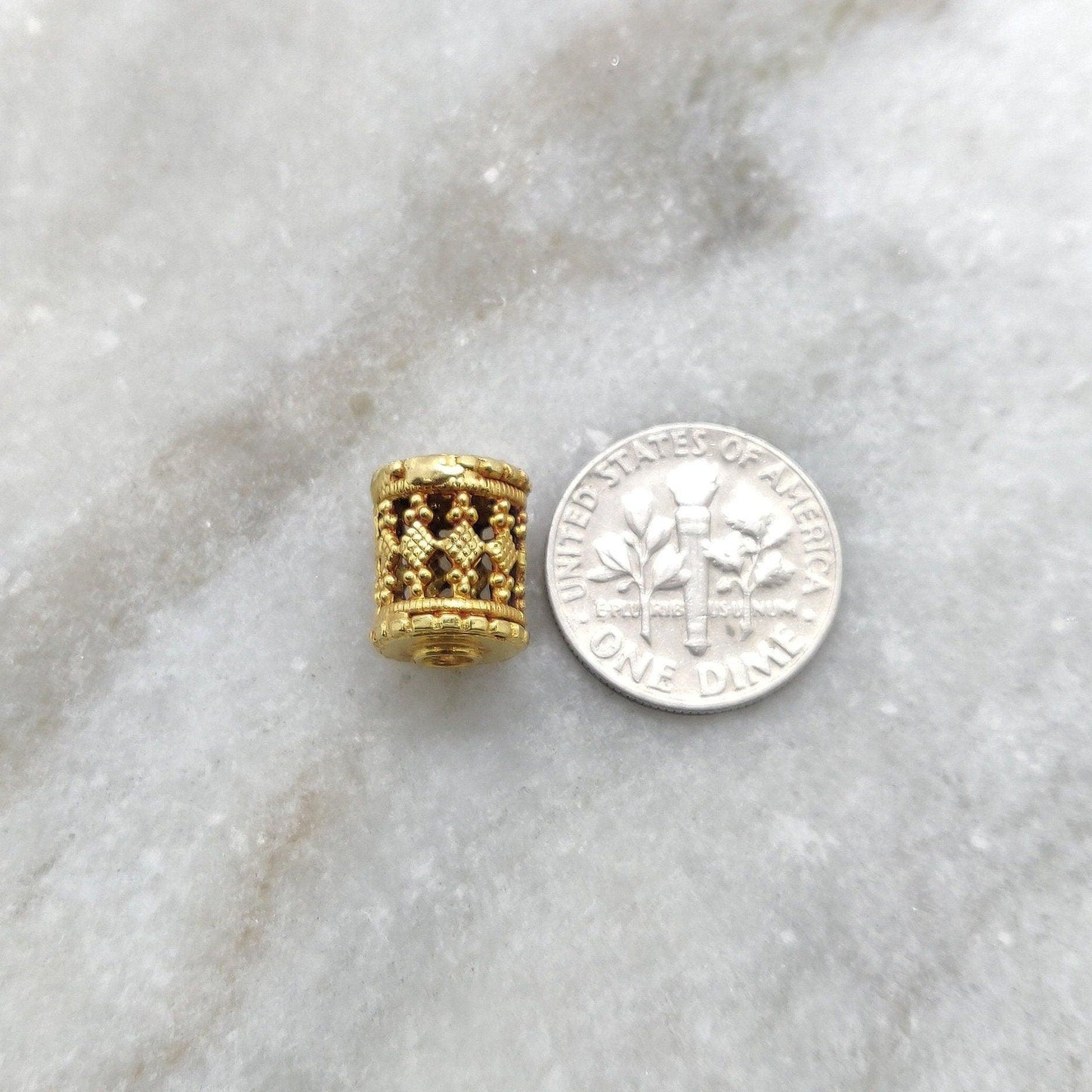 Drum 18k Gold Tube Finding Spacer Beading Craft DIY - Kanika Creations