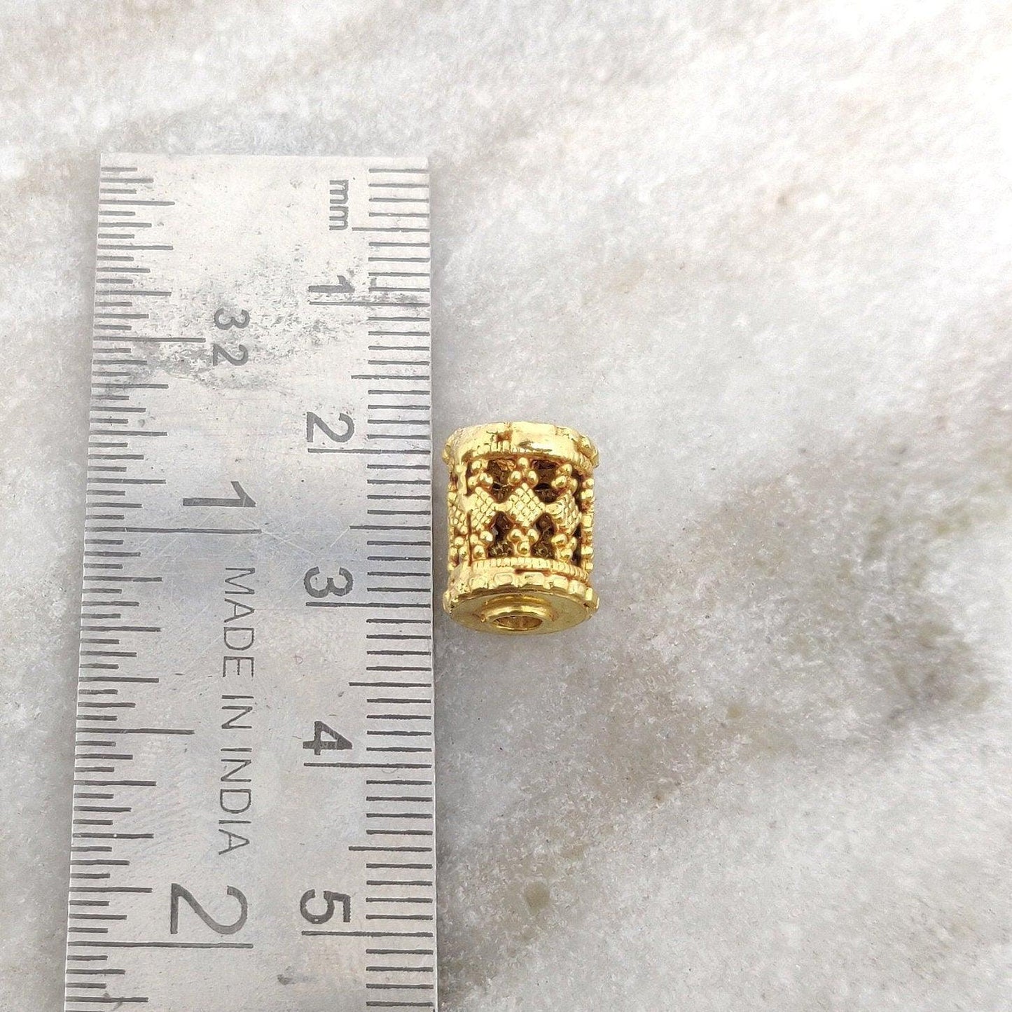 Drum 18k Gold Tube Finding Spacer Beading Craft DIY - Kanika Creations