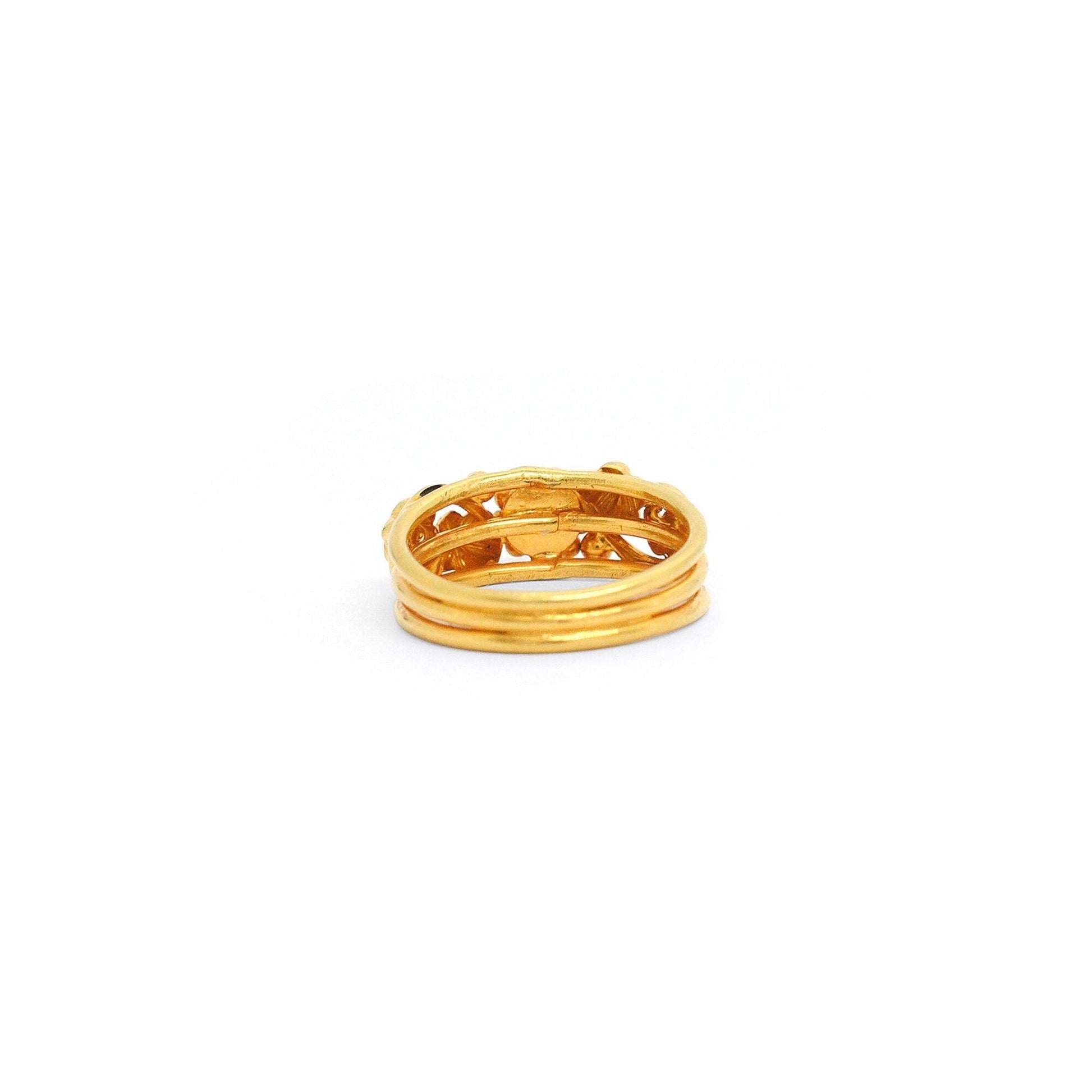 18k Solid Yellow Gold Emerald Victorian Ring 5 US - Kanika Creations