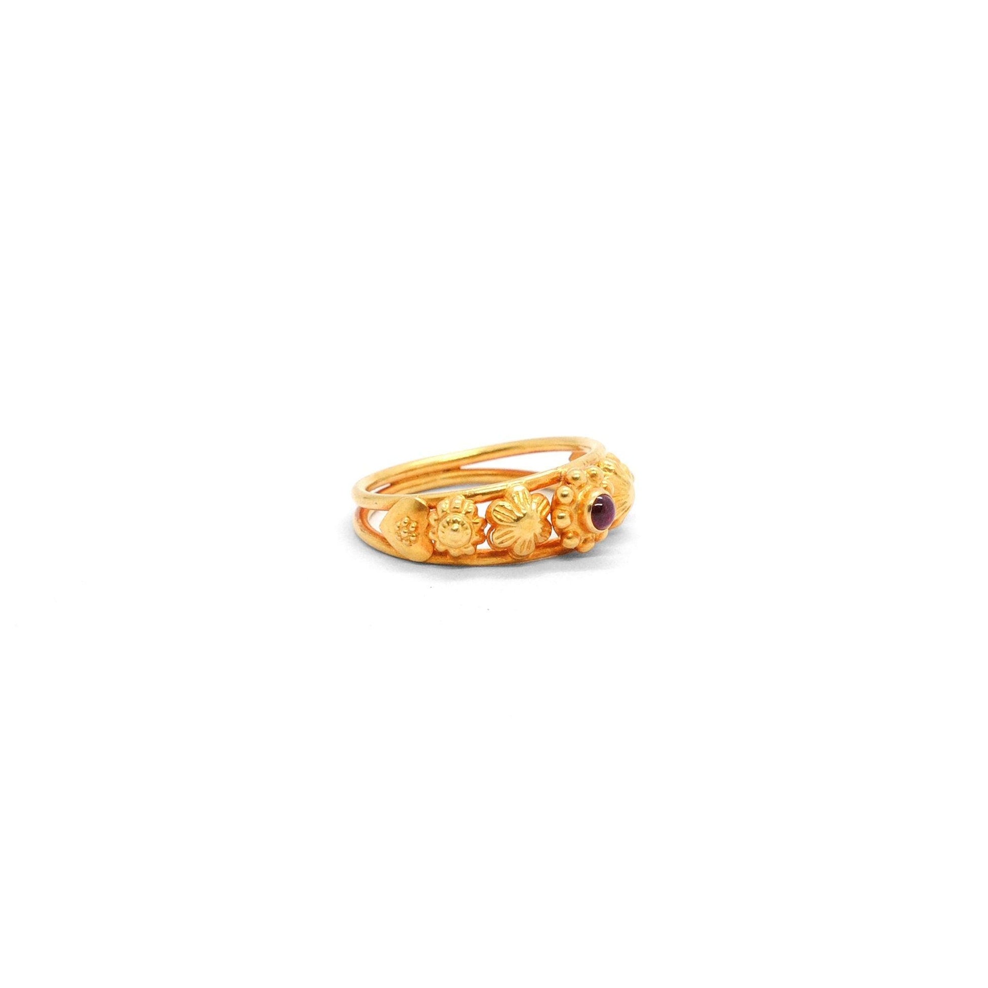 18k Solid Yellow Gold Vintage Floral Engagement Ring 6 US - Kanika Creations