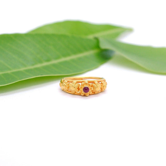 18k Solid Yellow Gold Vintage Floral Engagement Ring 6 US - Kanika Creations