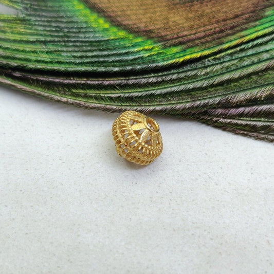 18k Solid Yellow Gold Wheel Beads 7x8mm - Kanika Creations
