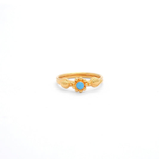 18k Solid Yellow Gold Antique Solitaire Ring 7 US - Kanika Creations