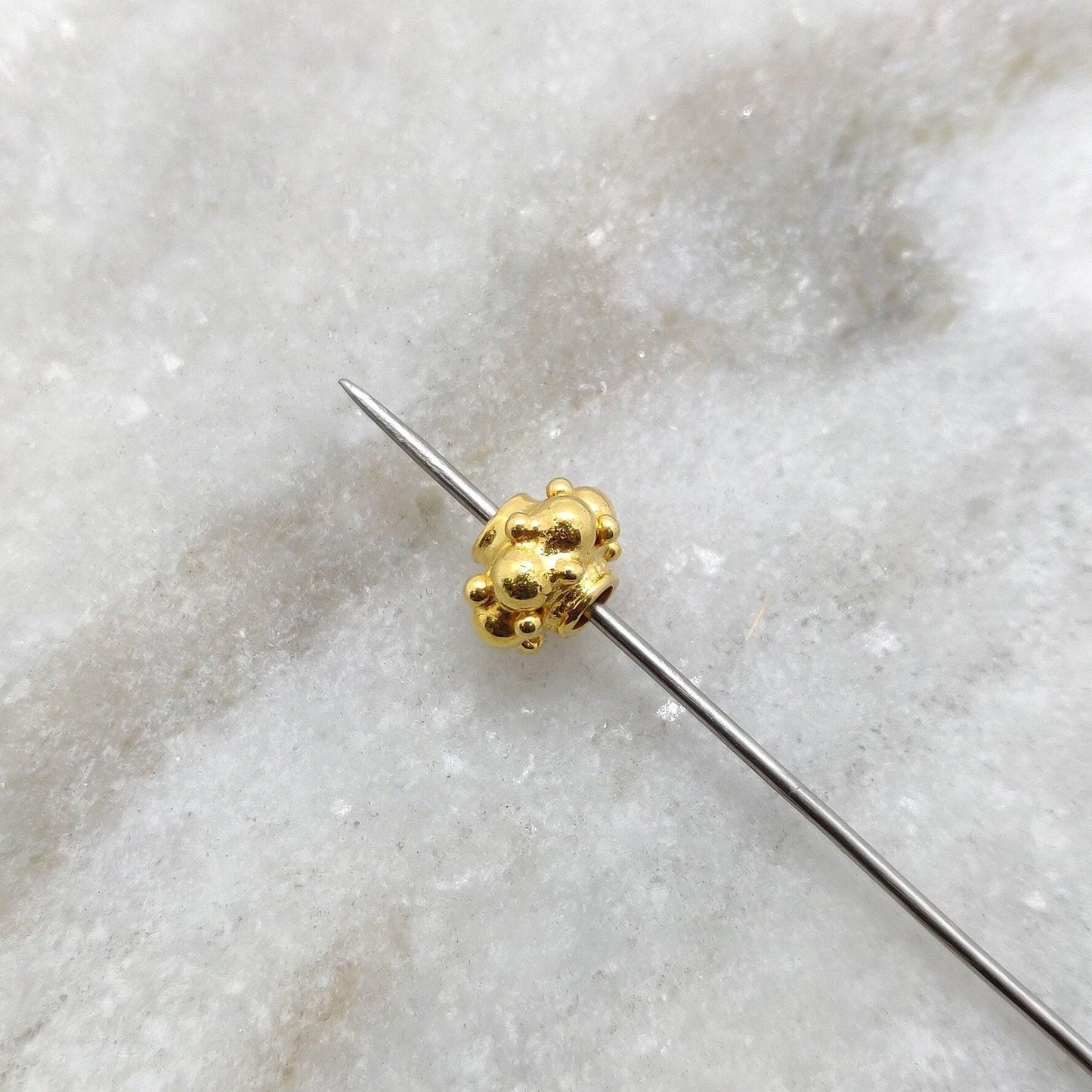 18k Solid Yellow Gold Wheel Spacer Beads 9x6mm - Kanika Creations