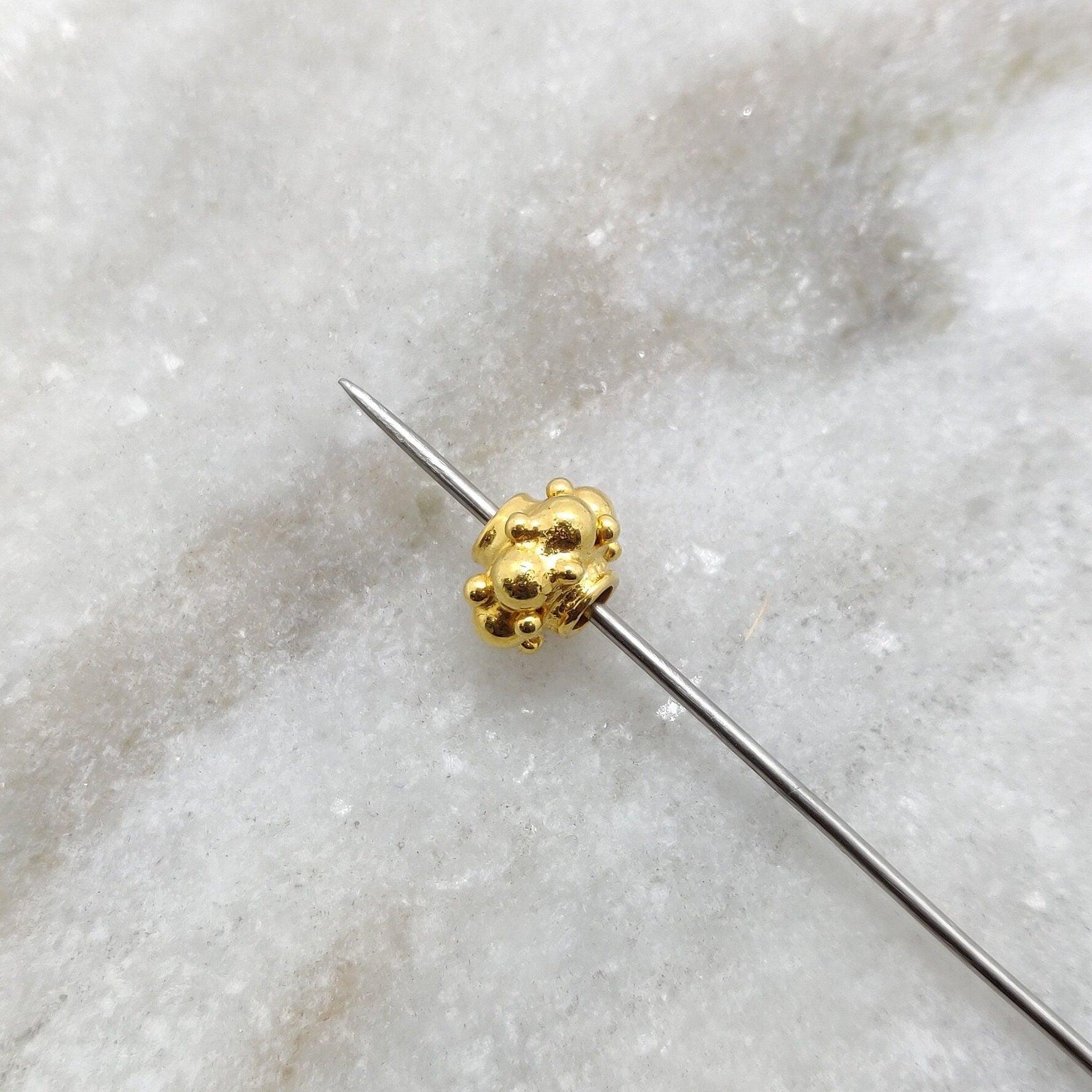 18k Solid Yellow Gold Wheel Spacer Beads 9x6mm - Kanika Creations