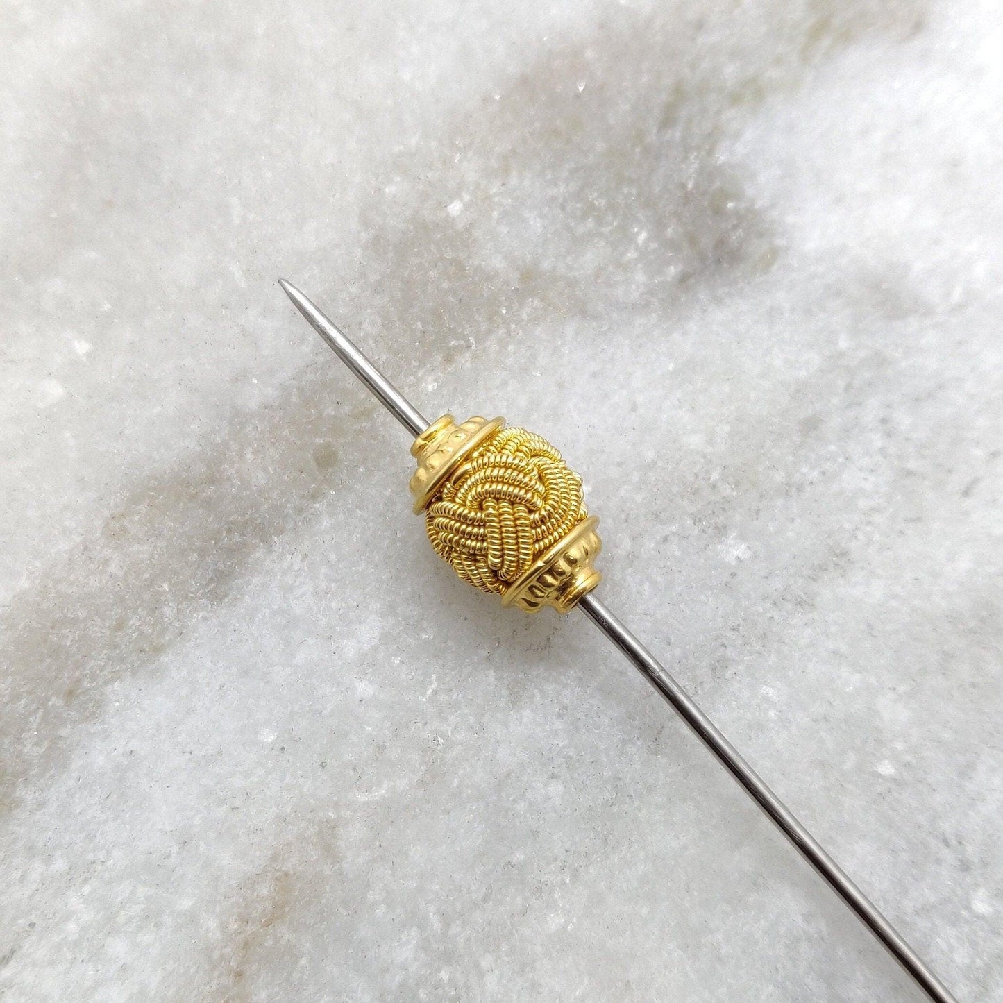 18K Solid Yellow Gold Drum Beads Finding 13X8mm - Kanika Creations