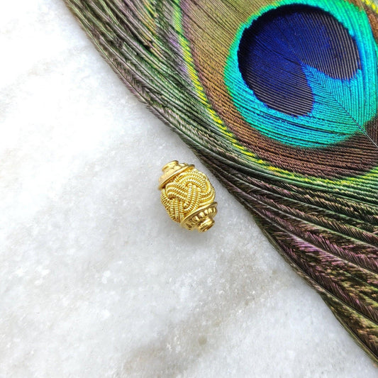 18K Solid Yellow Gold Drum Beads Finding 13X8mm - Kanika Creations