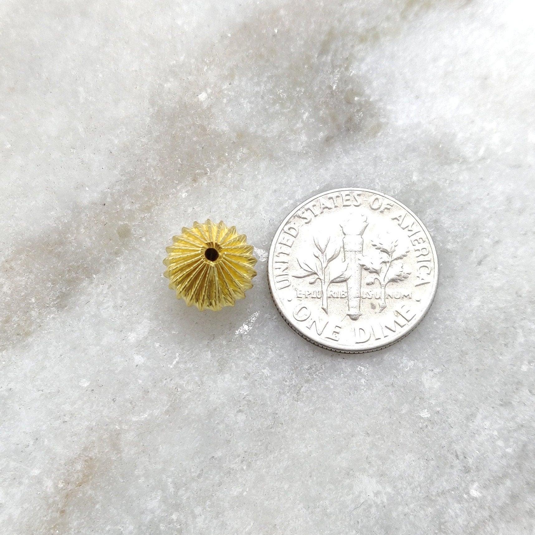 18K Solid Gold Flutted Bicon Spacer Beads Findings - Kanika Creations