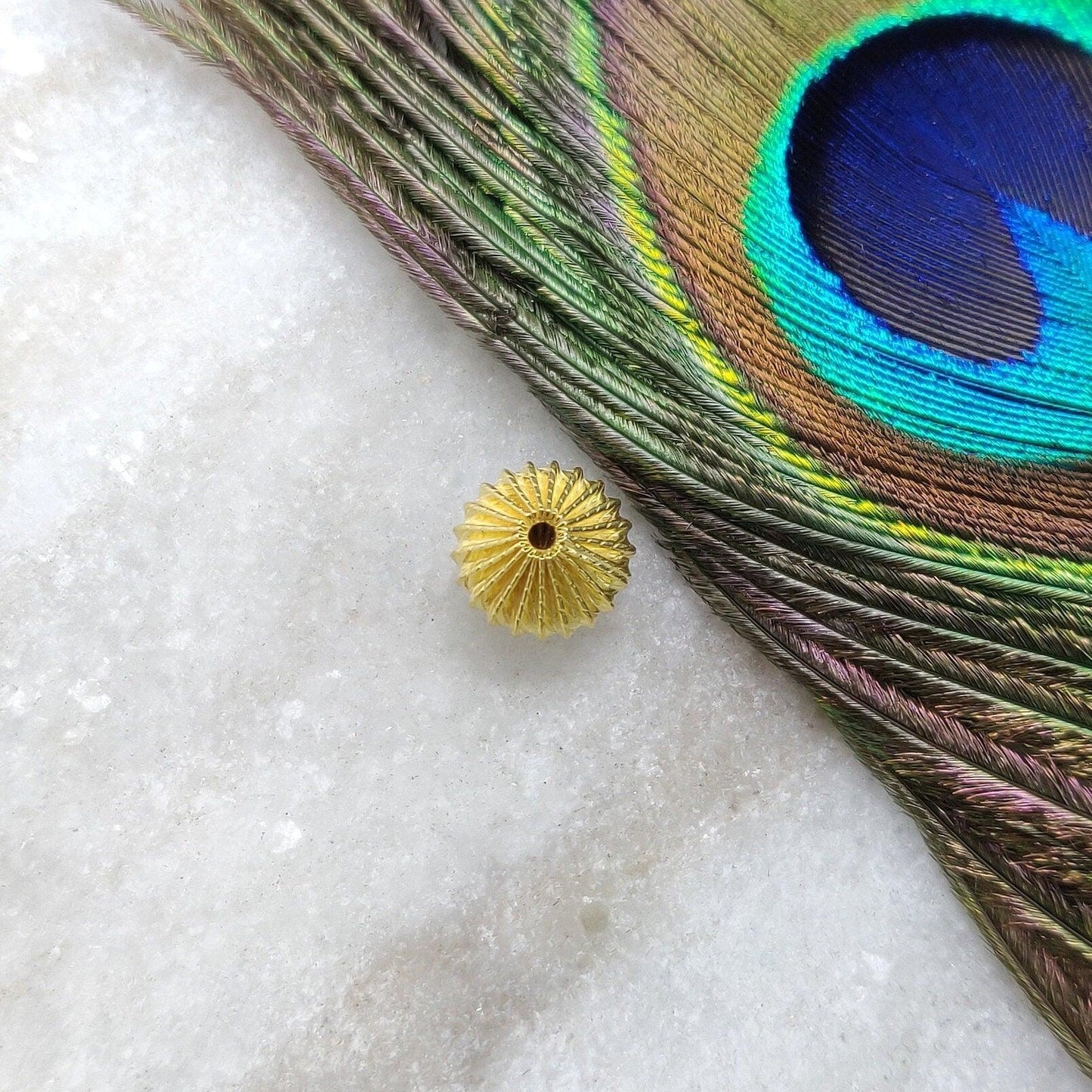 18K Solid Gold Flutted Bicon Spacer Beads Findings - Kanika Creations