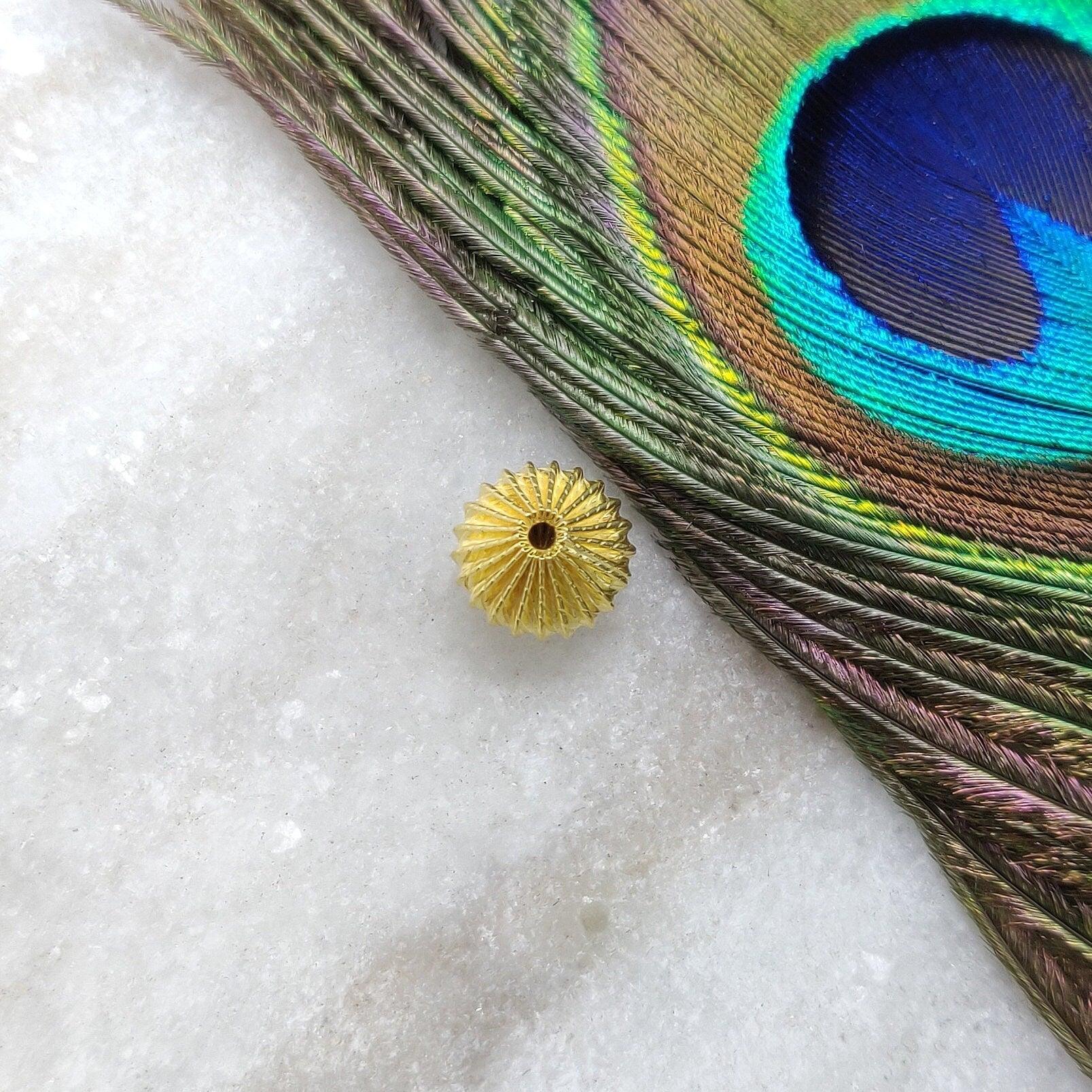 18K Solid Gold Flutted Bicon Spacer Beads Findings - Kanika Creations