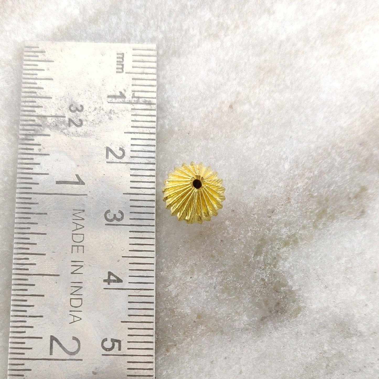 18K Solid Gold Flutted Bicon Spacer Beads Findings - Kanika Creations