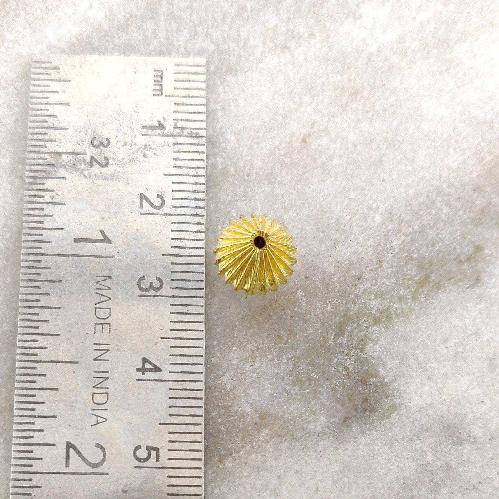 18K Solid Gold Flutted Bicon Spacer Beads Findings - Kanika Creations