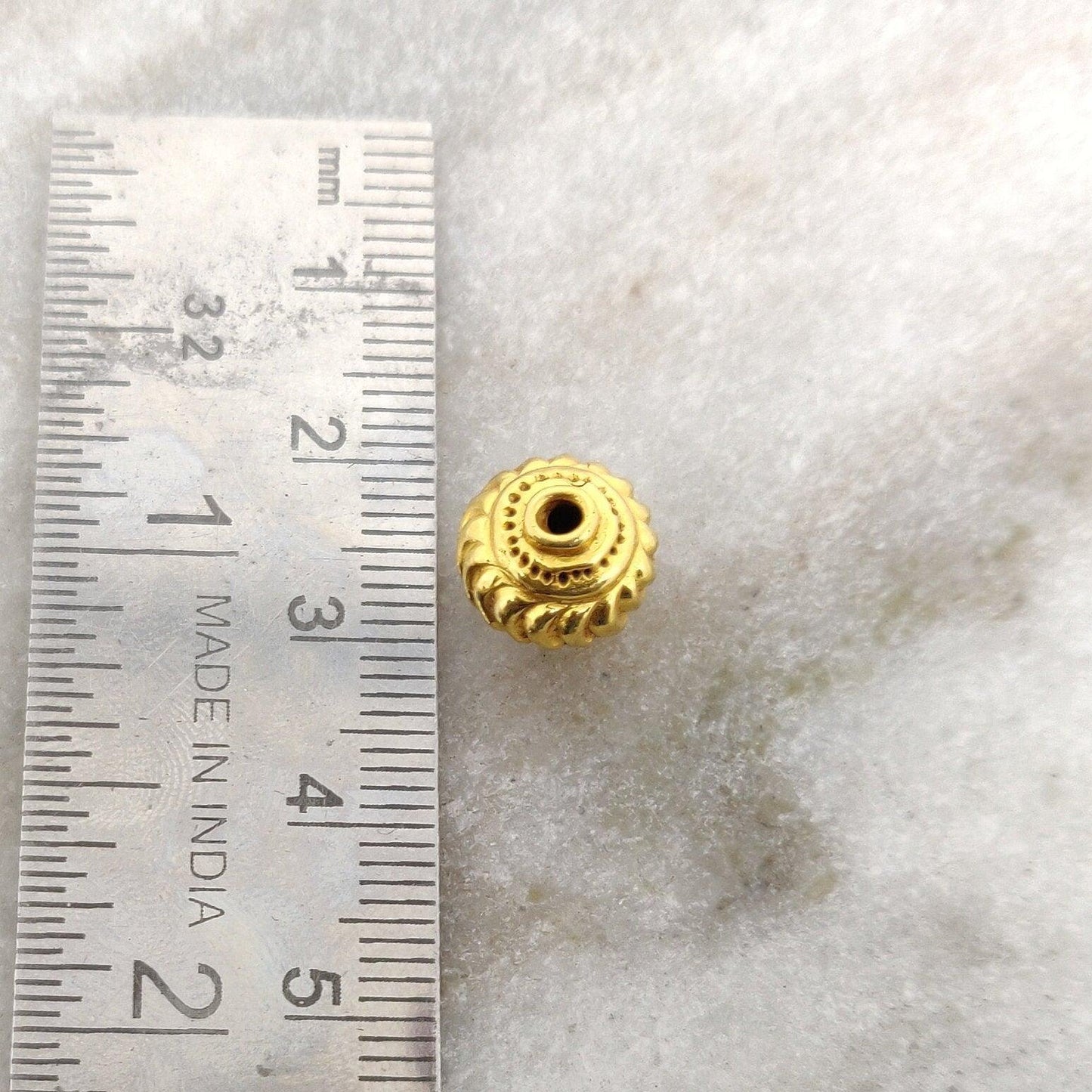 18k Solid Yellow Gold Round Spacer Beads - Kanika Creations