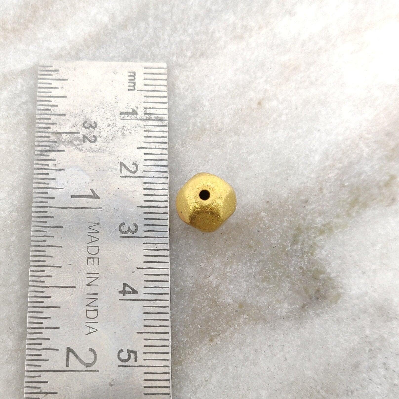 18K Yellow Gold Faceted Round Beads Findings 9mm - Kanika Creations