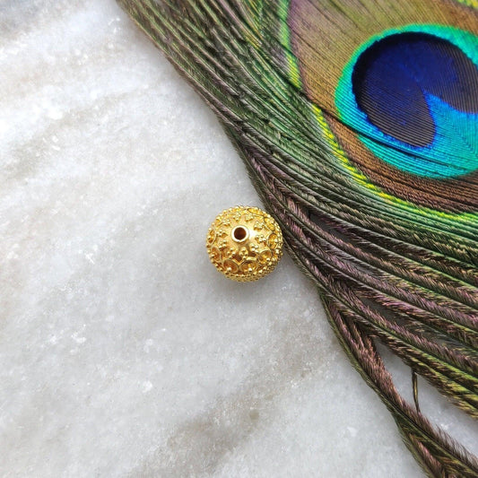 18k Solid Yellow Gold Ball Spacer Beads 11mm - Kanika Creations