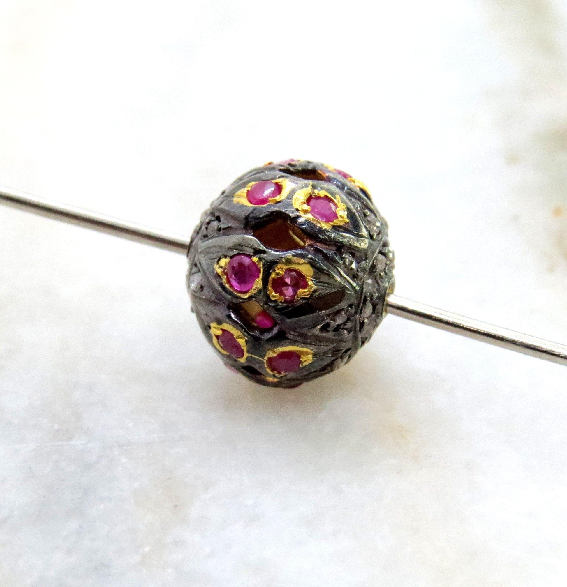 925 Sterling Silver Sapphire with Emerald & Ruby Spacer Beads - Kanika Creations
