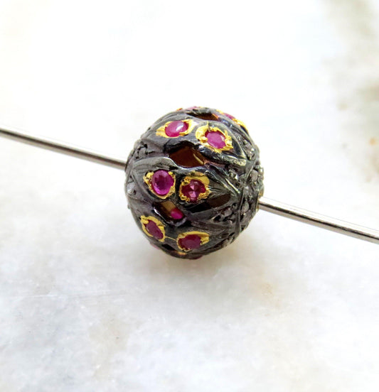 925 Sterling Silver Sapphire with Emerald & Ruby Spacer Beads - Kanika Creations