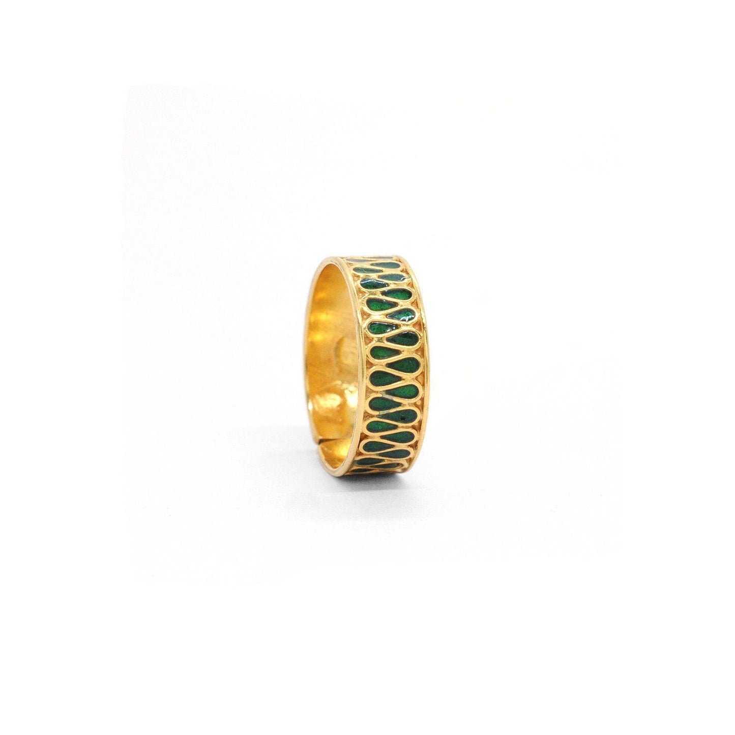 18k Solid Yellow Gold Adjustable Statement Band Ring - Kanika Creations