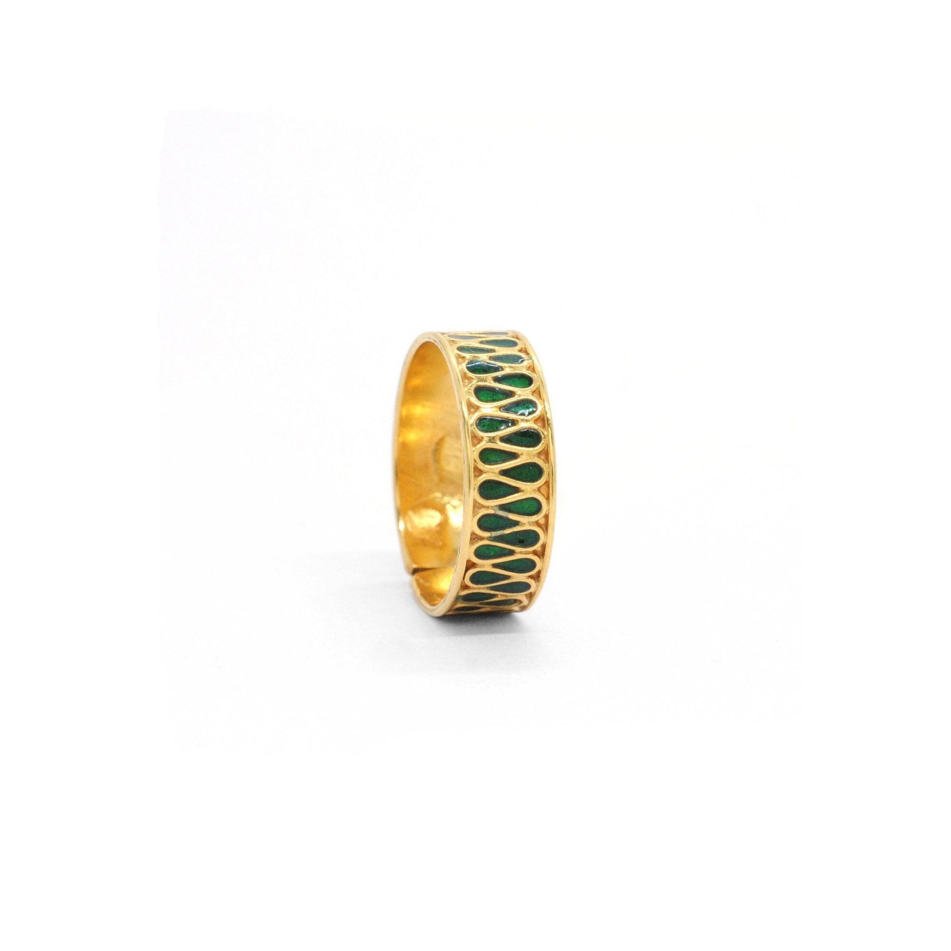 18k Solid Yellow Gold Adjustable Statement Band Ring - Kanika Creations