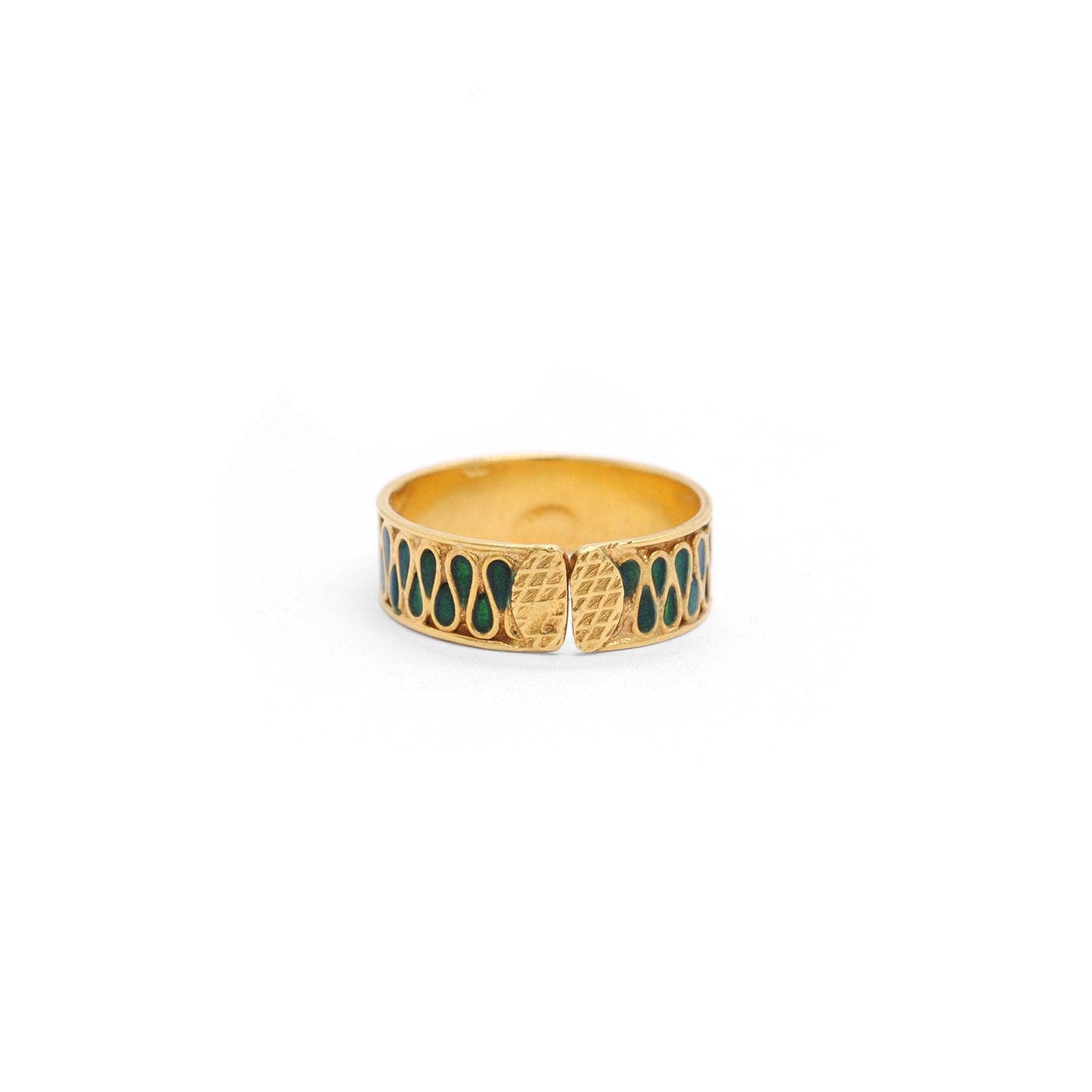 18k Solid Yellow Gold Adjustable Statement Band Ring - Kanika Creations