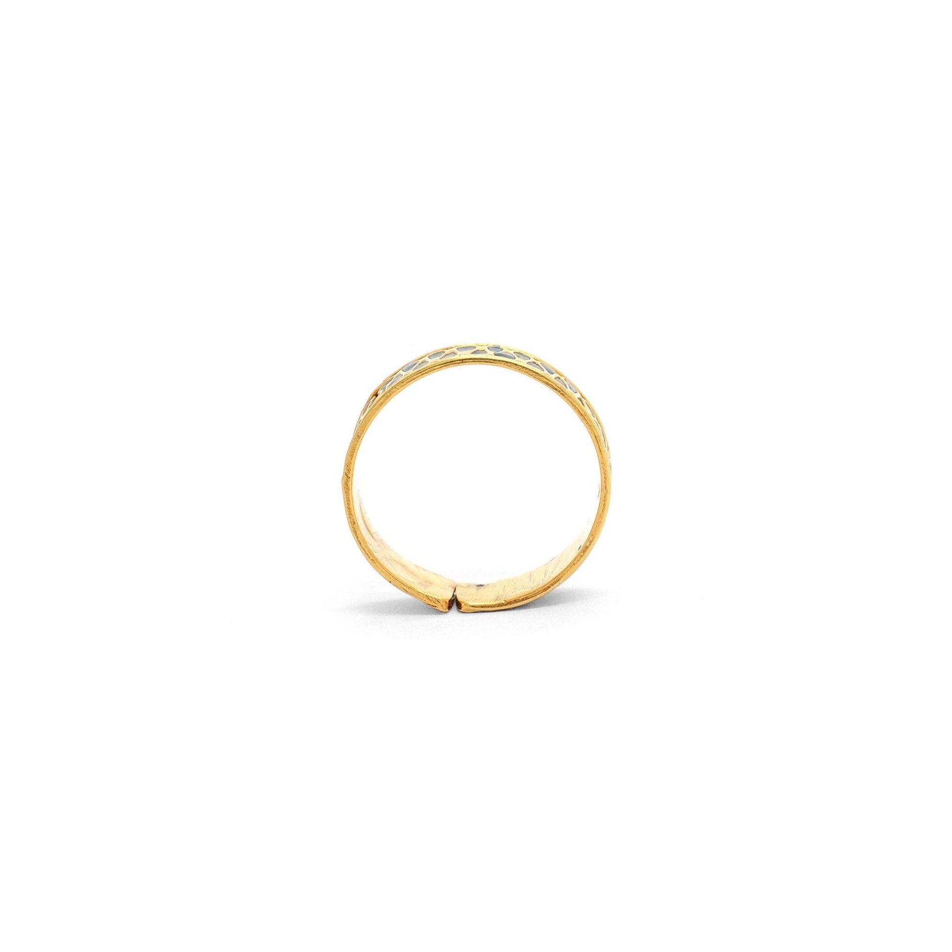18k Solid Yellow Gold Adjustable Statement Band Ring - Kanika Creations