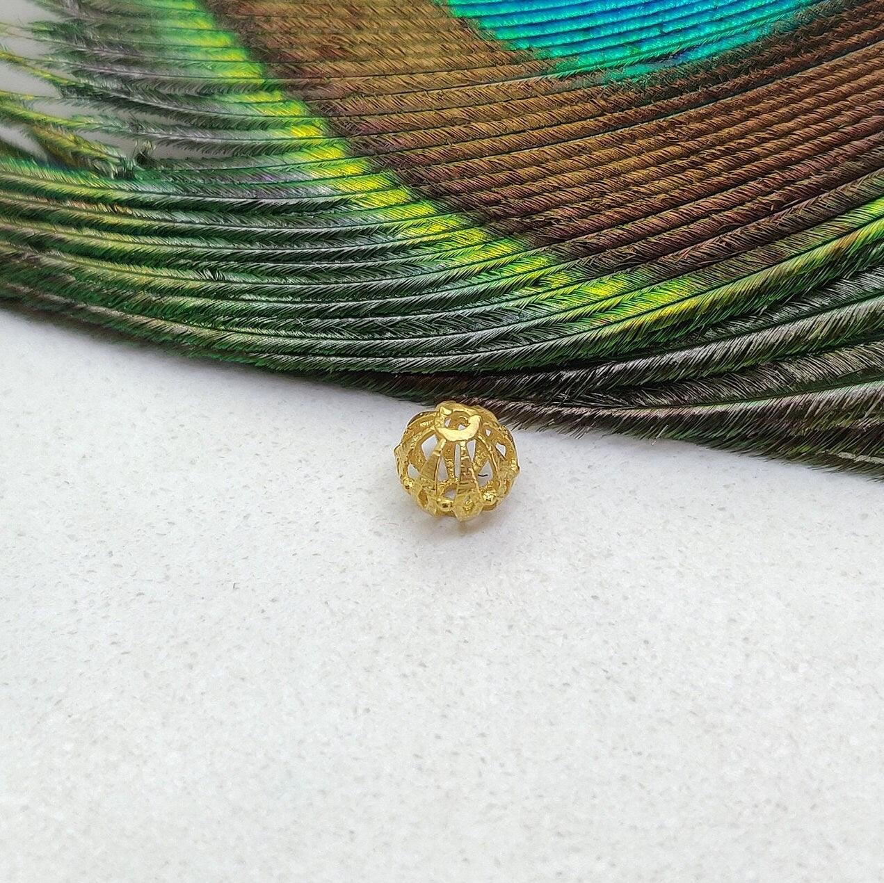 18k Gold Round Spacer Ball Bead DIY Jewelry Making - Kanika Creations