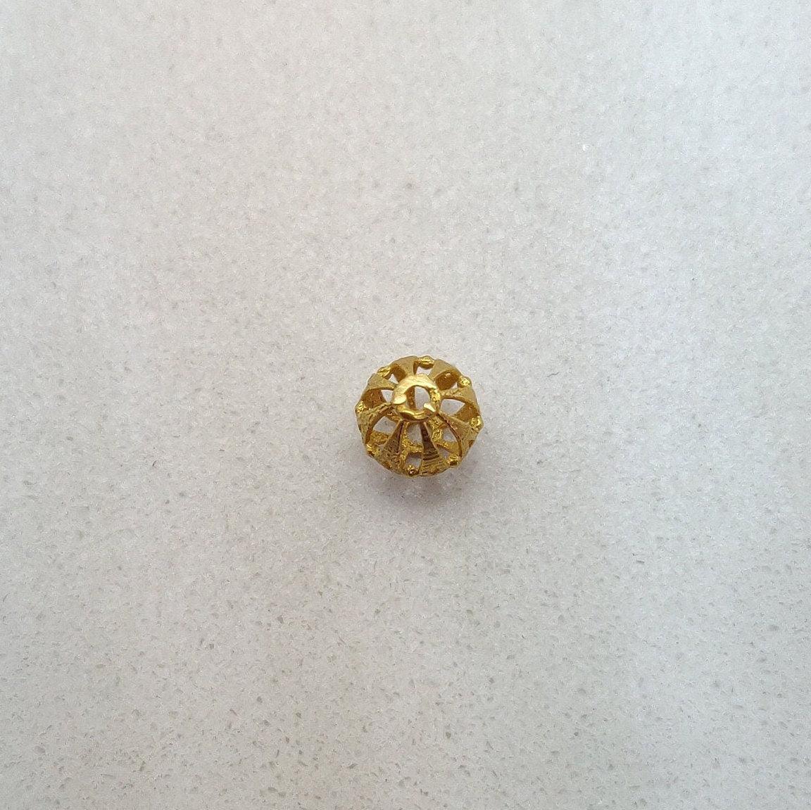 18k Gold Round Spacer Ball Bead DIY Jewelry Making - Kanika Creations