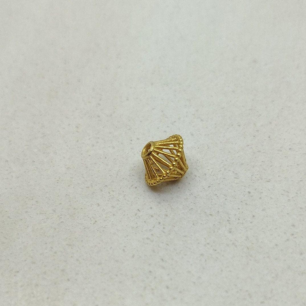 18k Solid Yellow Gold Antique Rondelle Beads 5x6mm - Kanika Creations