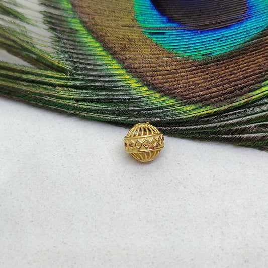 18k Solid Yellow Gold Fancy Spacer Beads Finding 7mm - Kanika Creations