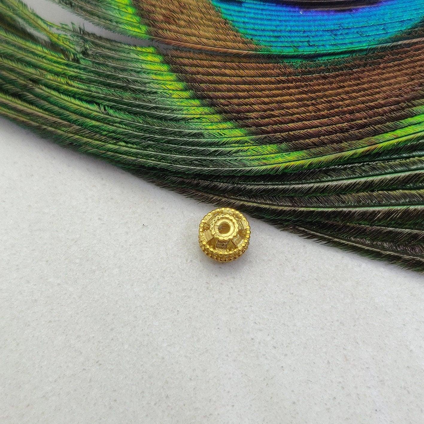 18k Yellow Gold Wheel Spacer Beads Finding Component - Kanika Creations