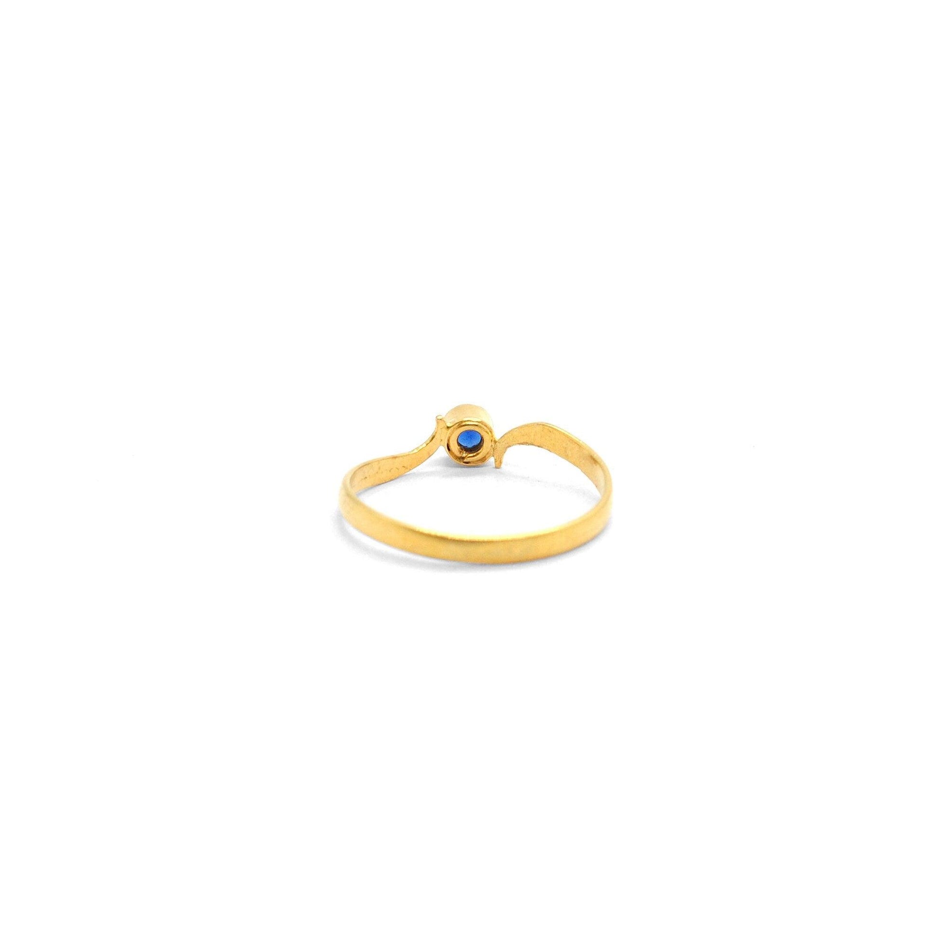 18k Solid Yellow Gold Antique Solitaire Ring 5.5 US - Kanika Creations