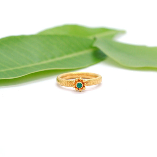 18k Solid Yellow Gold Antique Statement Ring 7 US - Kanika Creations