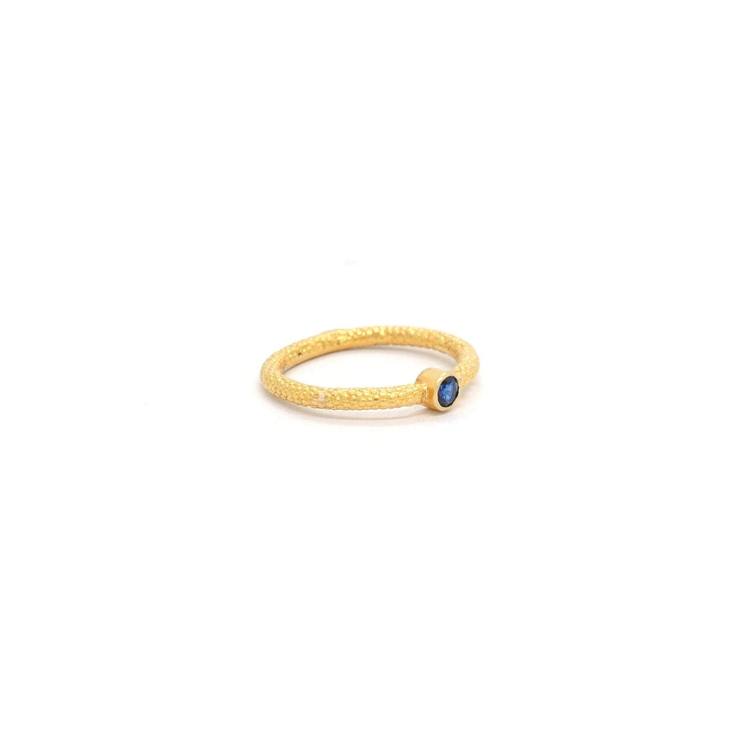 18k Solid Yellow Gold Stone Studded Antique Ring 5 US - Kanika Creations