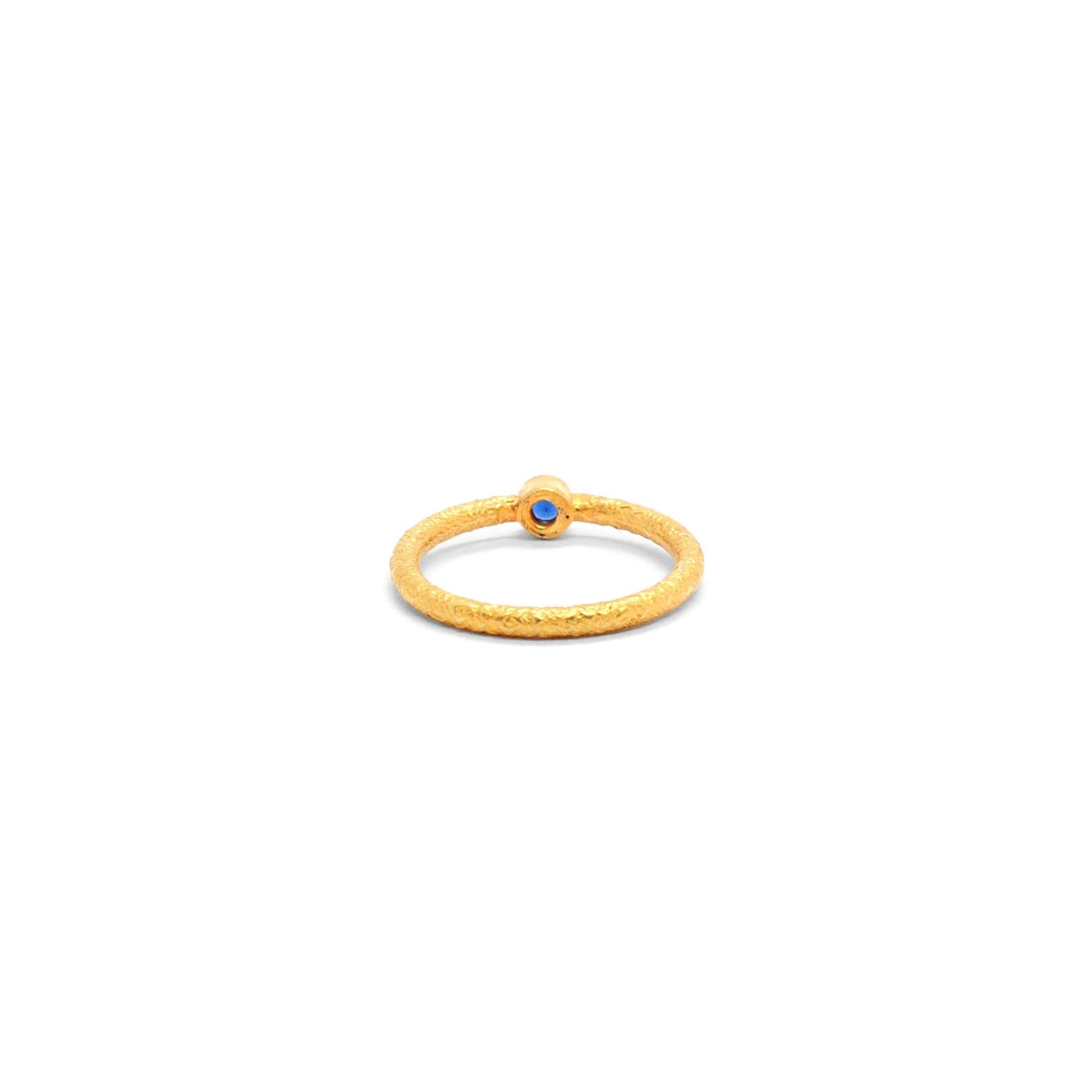 18k Solid Yellow Gold Stone Studded Minimalist Ring 5 US - Kanika Creations
