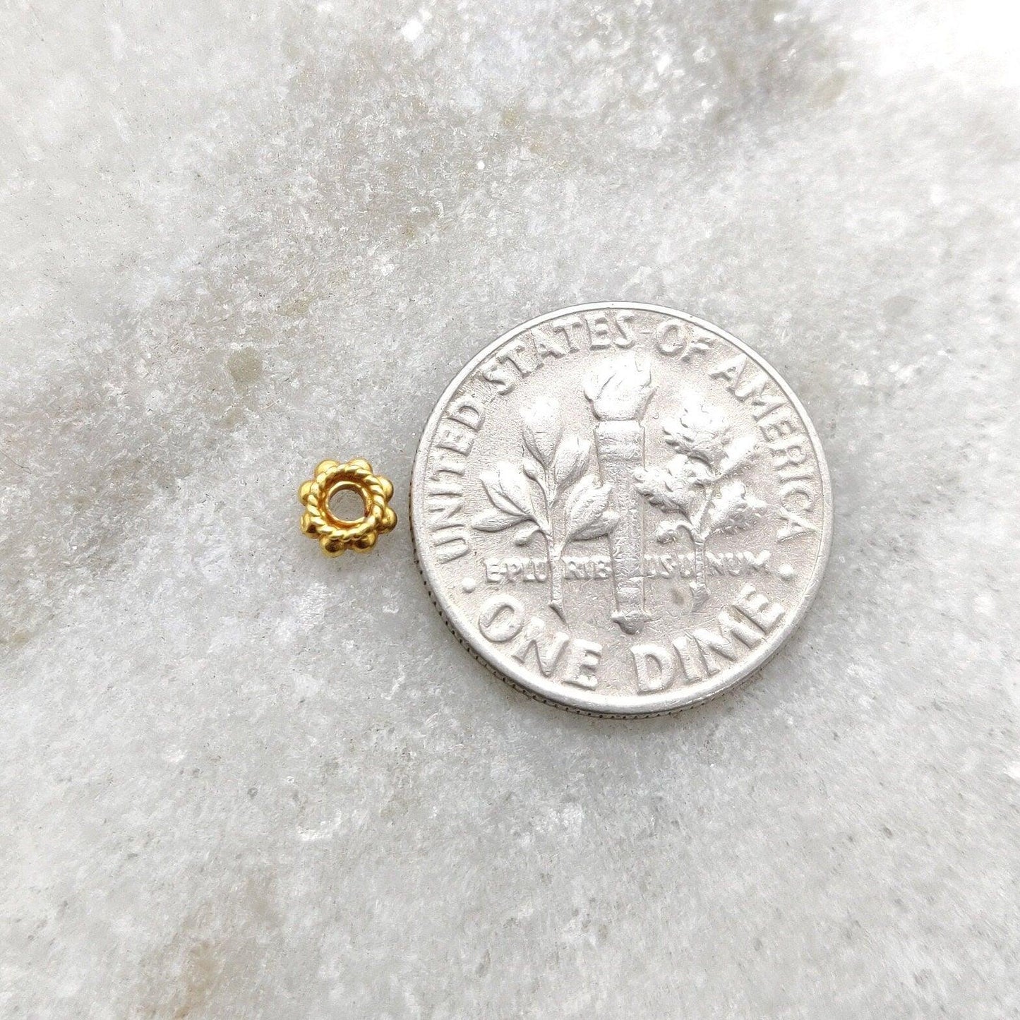 18k Yellow Gold Roundel Wheel Spacer Finding Craft - Kanika Creations