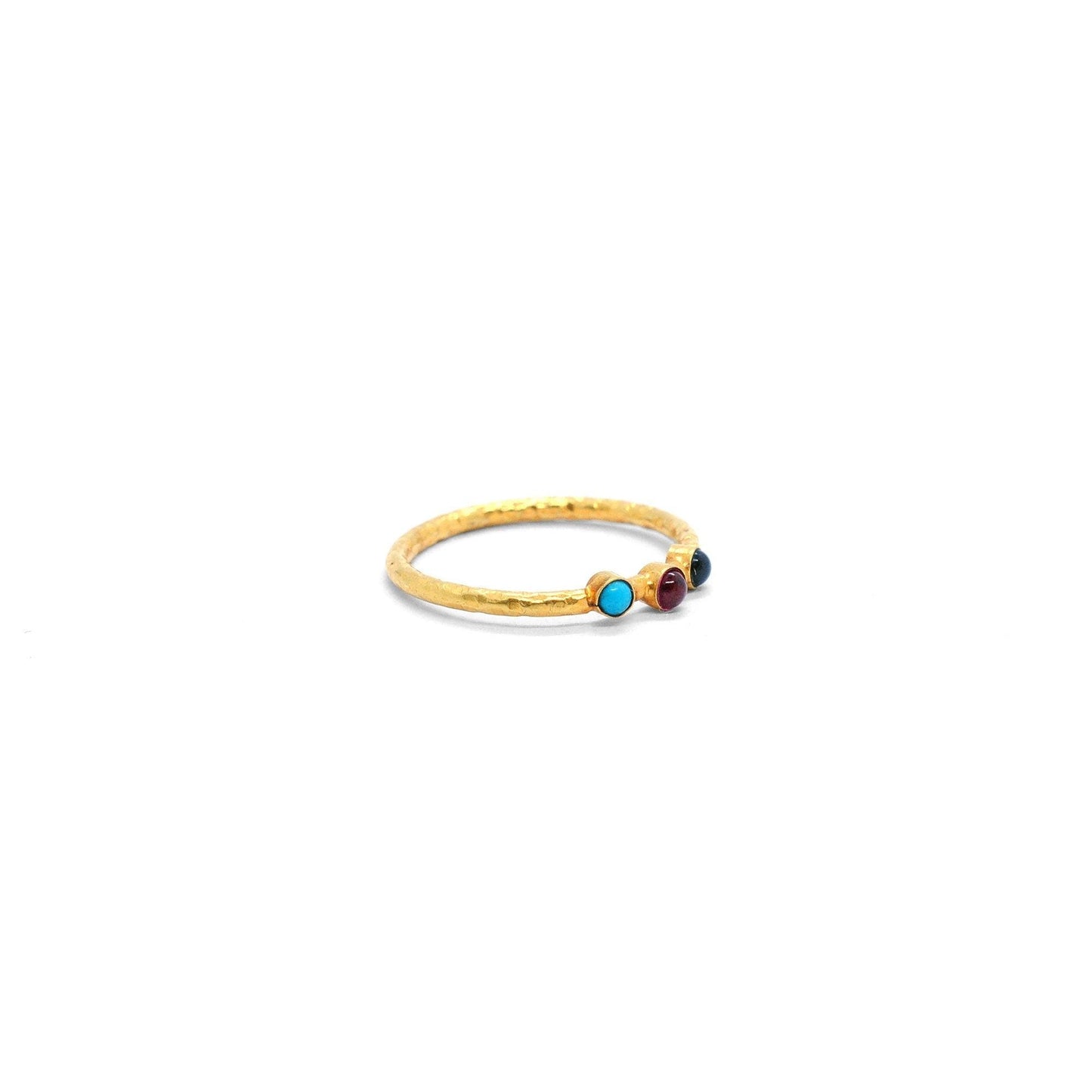 18k Solid Yellow Gold Cluster Stone Solitaire Ring 7 US - Kanika Creations