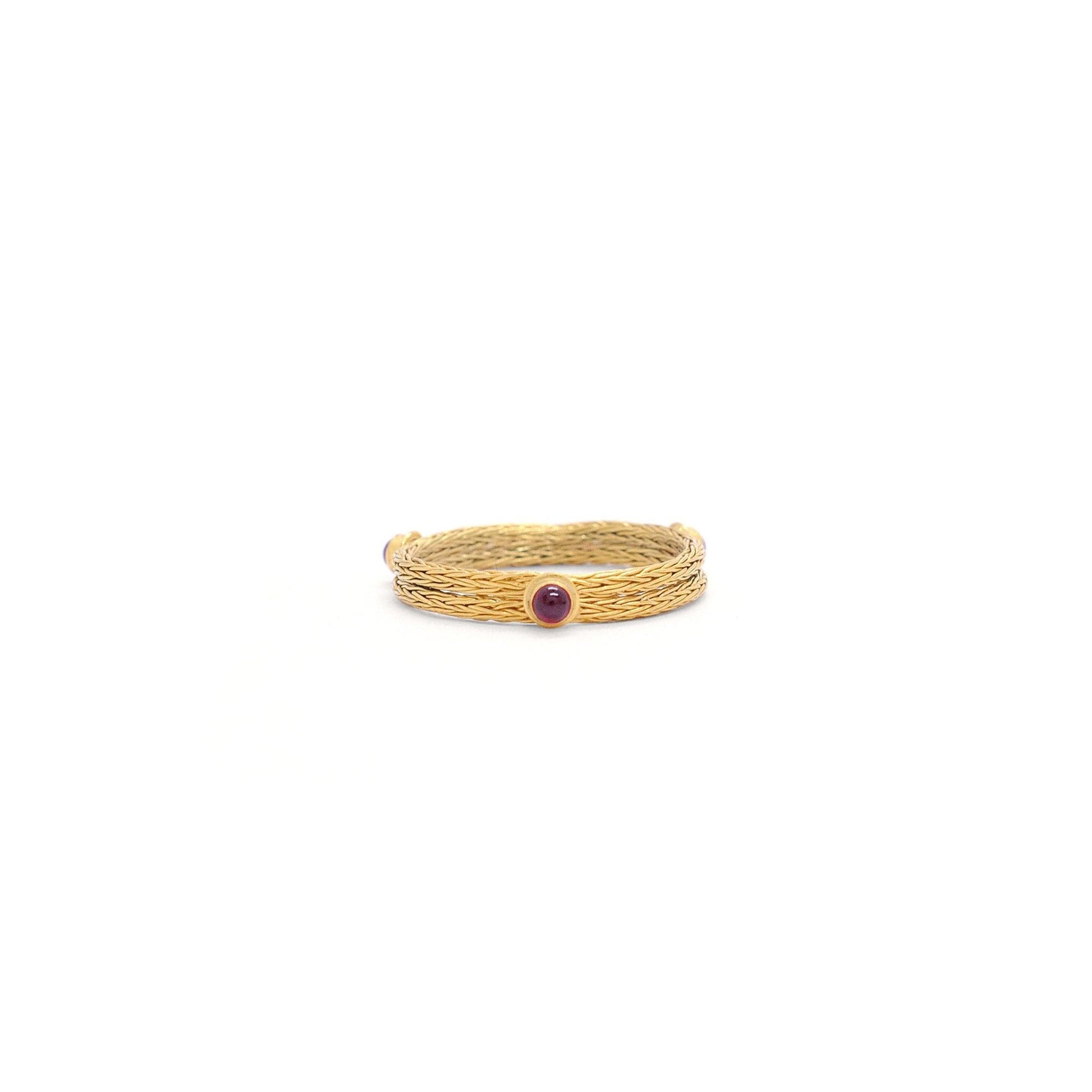 18k Solid Yellow Gold Ruby Antique Ring 8 US - Kanika Creations