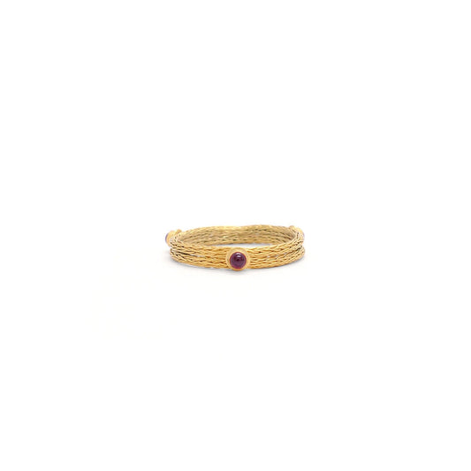 18k Solid Yellow Gold Ruby Antique Ring 8 US - Kanika Creations