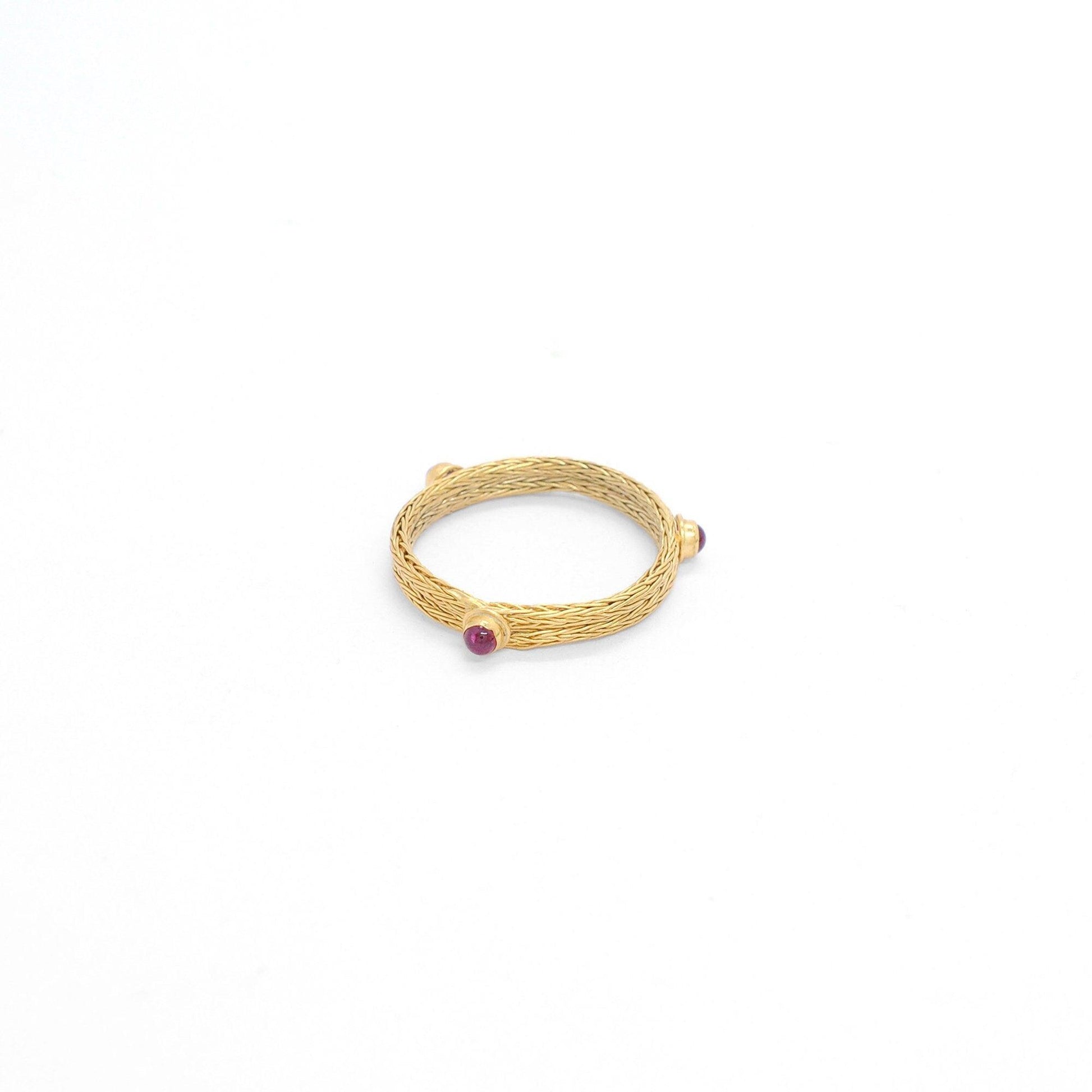 18k Solid Yellow Gold Ruby Antique Ring 8 US - Kanika Creations